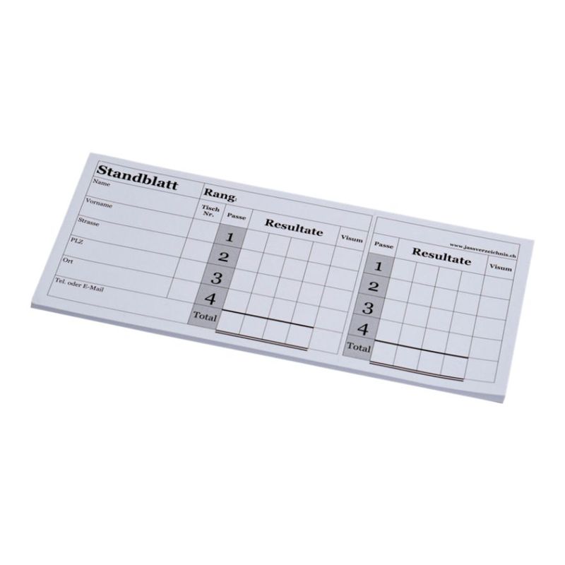 Block Standblatt Jassturnier (40 Blätter)