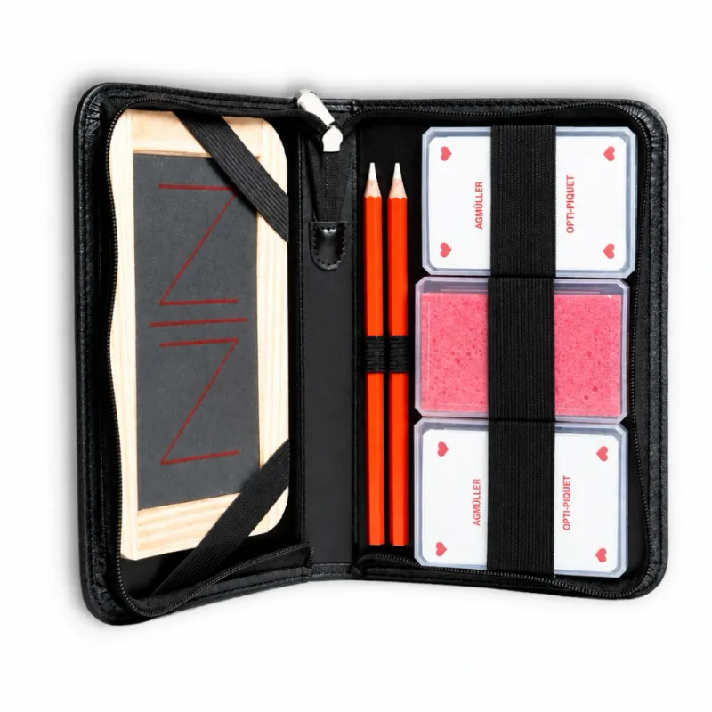 Jass-Etui Schwarz mit Edelweiss-Jasskarten