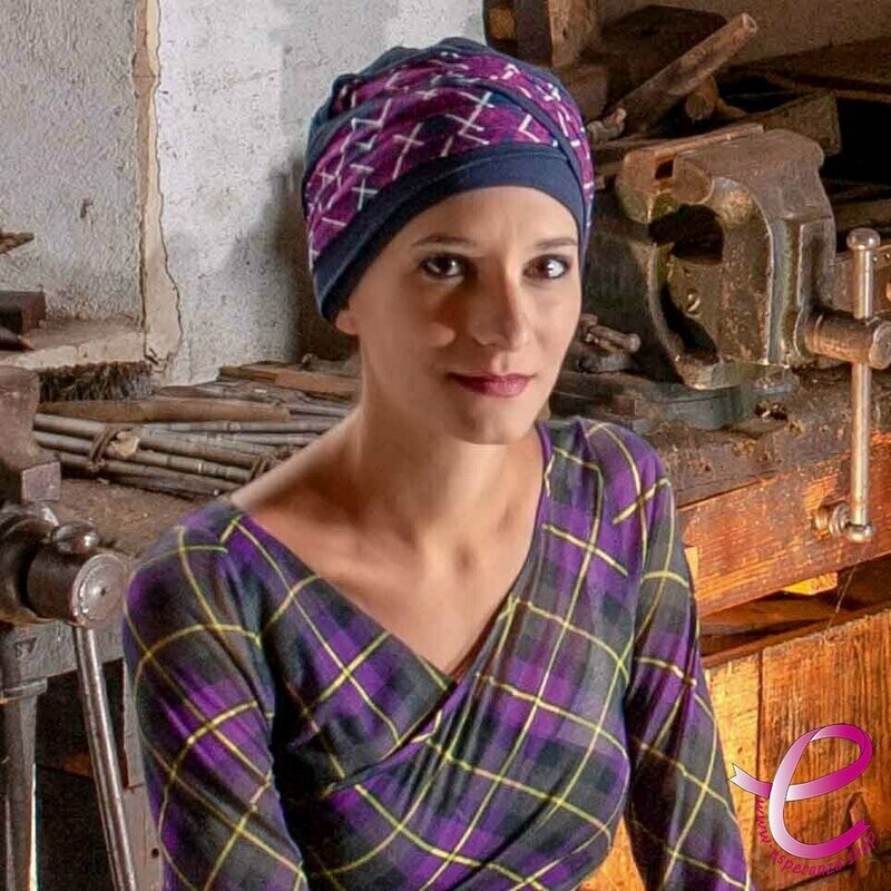 Turban DORIS Bleu Ecossais