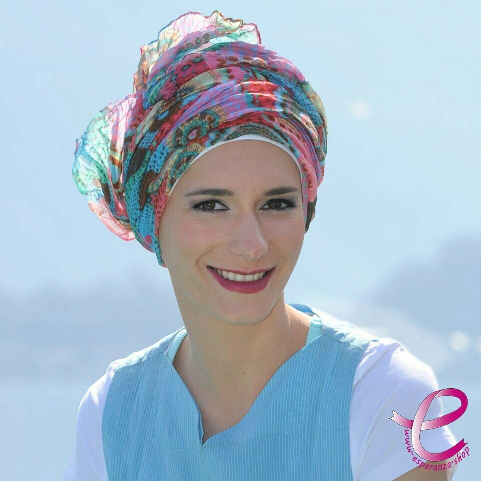 Foulard HIPPIE Framboise/Bleu/Vert