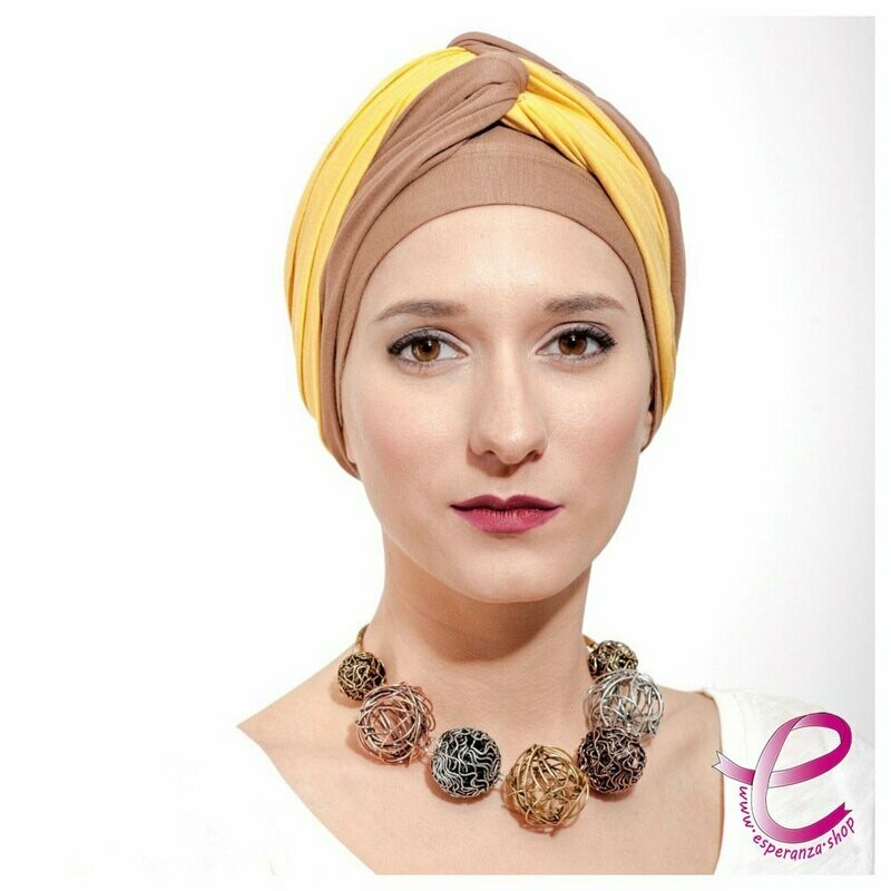 Turban LESLIE Jaune/Chocolat