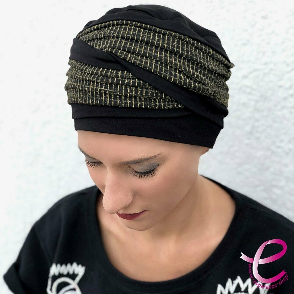 Turban DORIS Noir Doré