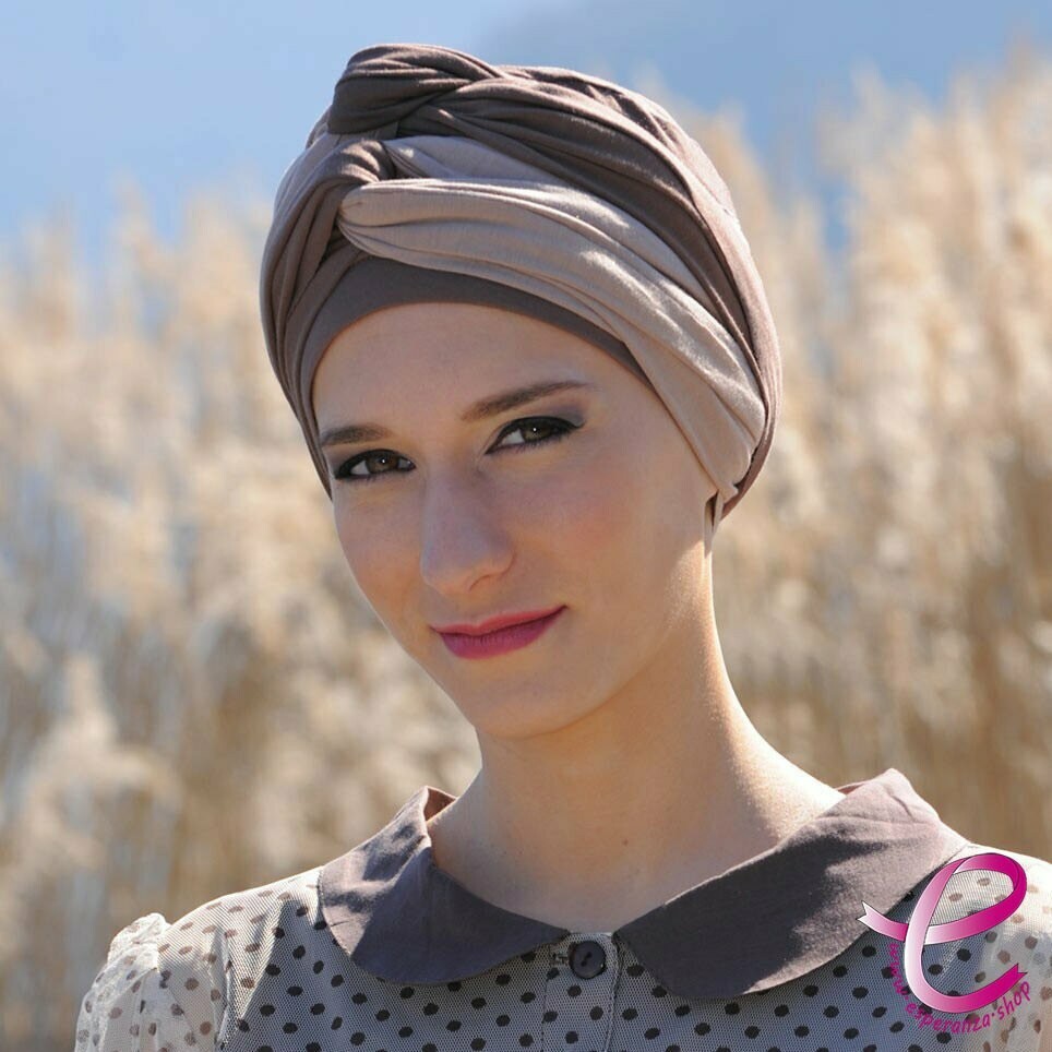 Turban LESLIE Chocolat/Beige