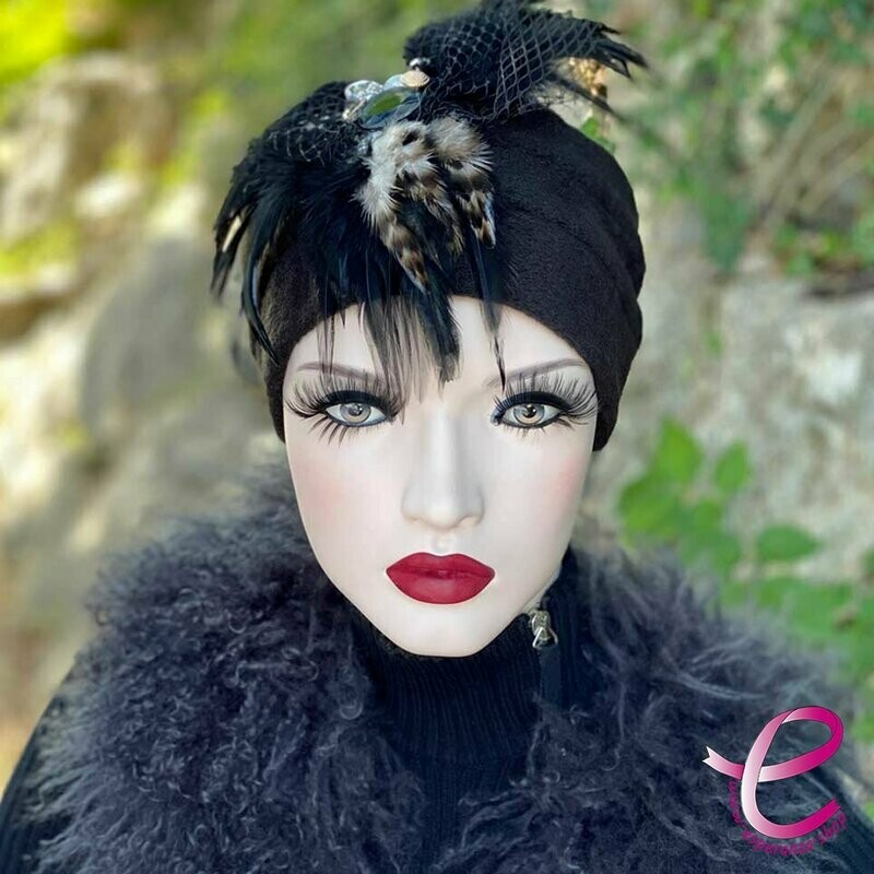 Bonnet ERNEST Polaire Noir plume