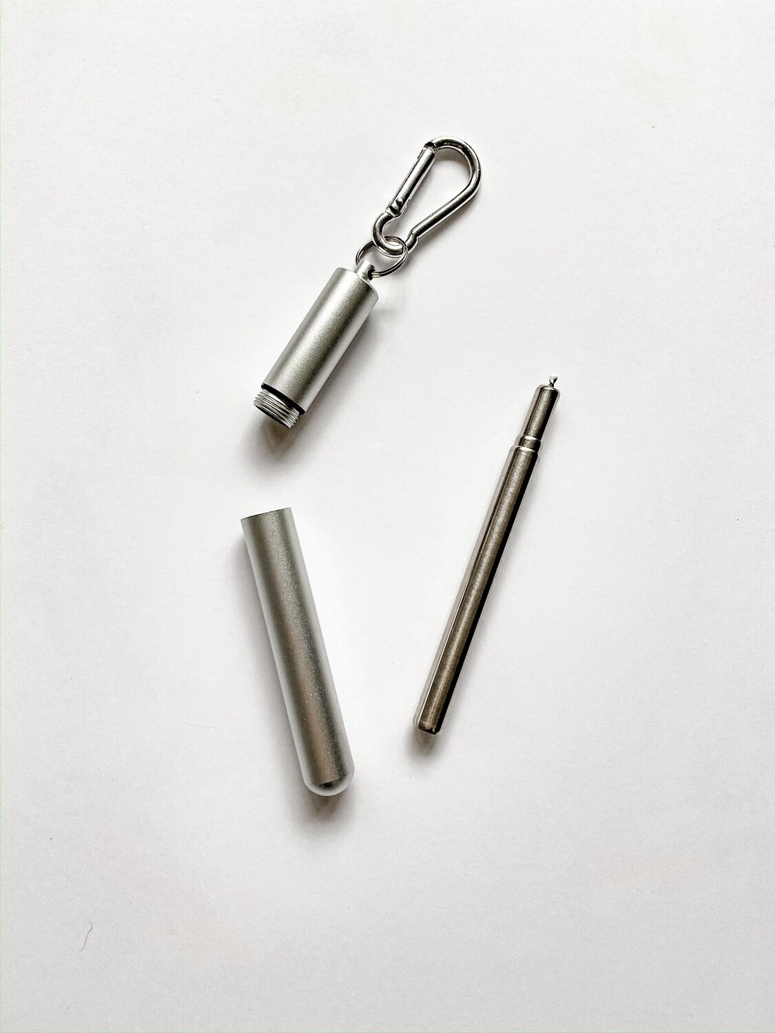 Telescopic Stainless Steel Straws, Color Combination: Silver Straw / Silver Case