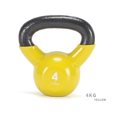 4KG Cast Iron Rubber Coated Kettlebell Yellow
