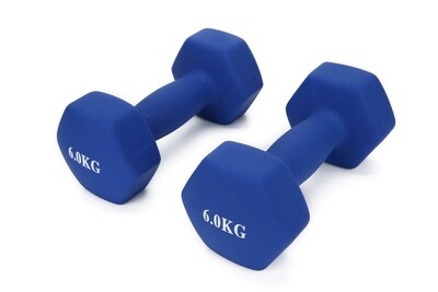 6KG Pair Neoprene Hex Dumbbells Set Blue