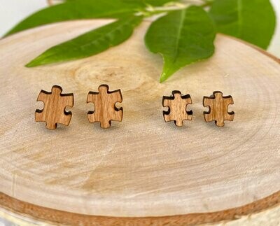 Puzzle Ohrringe aus Holz