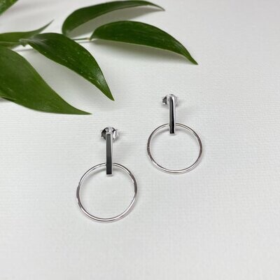 Kreis und Stab Ohrringe, geometrische Ohrringe aus 925 Silber
