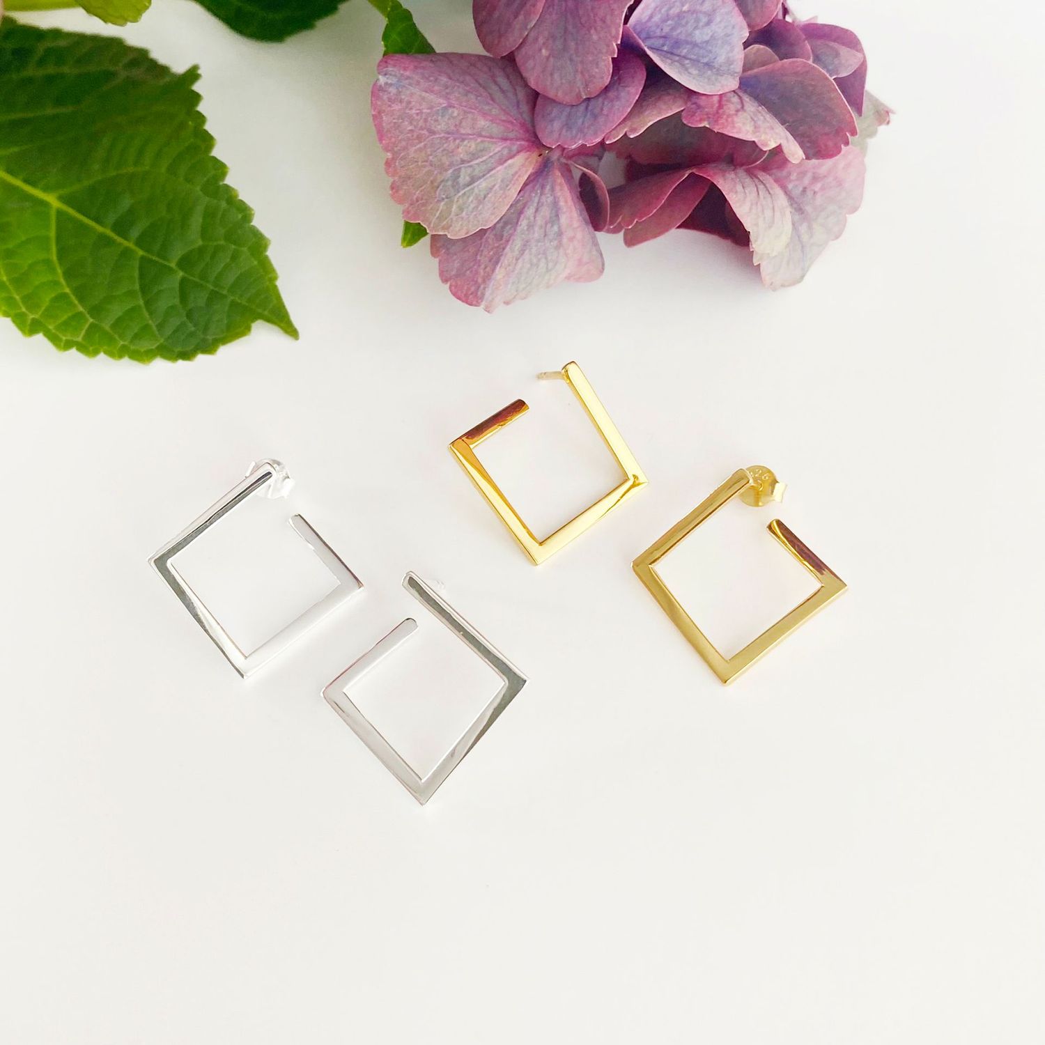 Quadrat Ohrringe Viereck Gold Silber