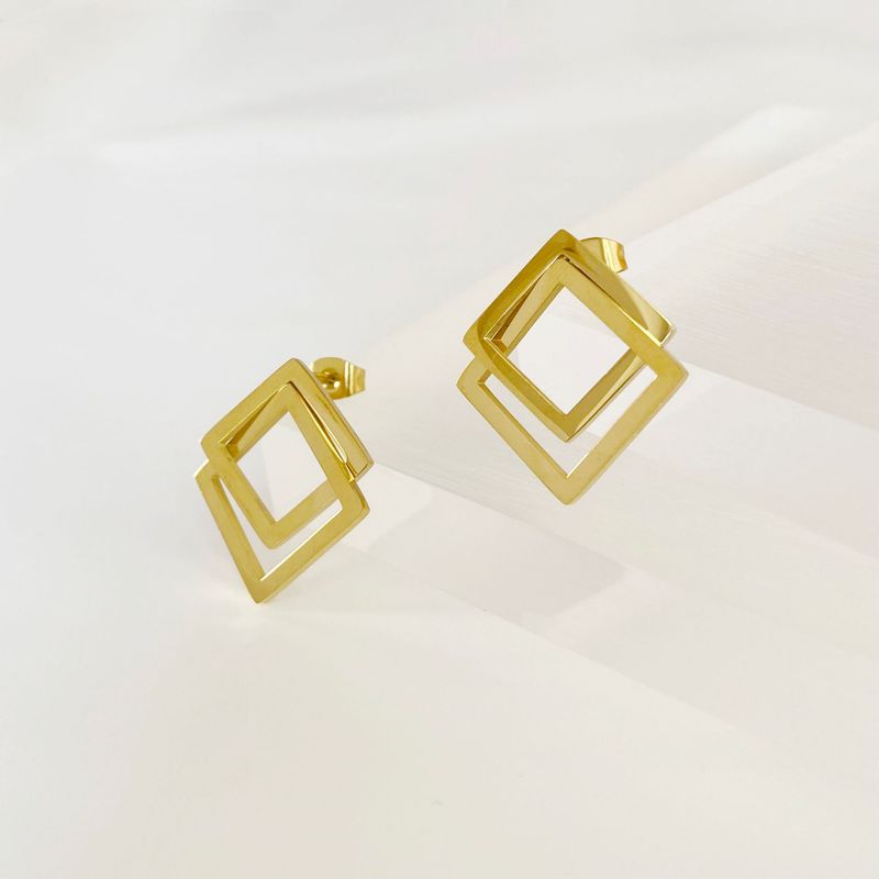 Quadrat Ohrringe Gold aus Edelstahl Quadrat Ohrringe Gold aus Edelstahl
