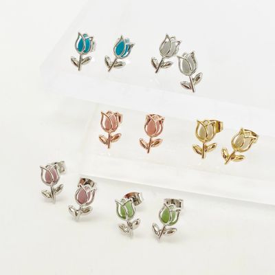 Tulpen Ohrstecker mit Blättern
