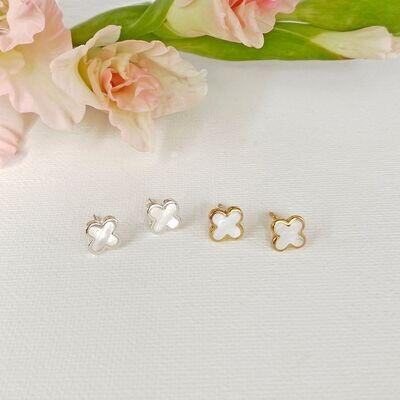 Kleeblatt Ohrstecker Gold Silber 925