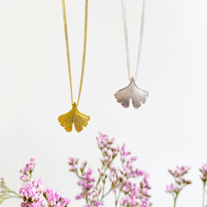 Ginkgoblatt Kette 925 Silber