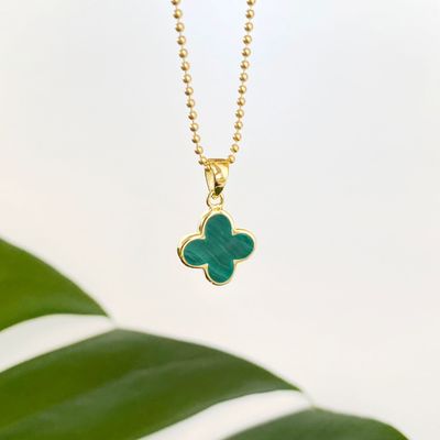 Kleeblatt Kette Grün Gold aus 925 Silber Kleeblatt Kette Grün Gold aus 925 Silber