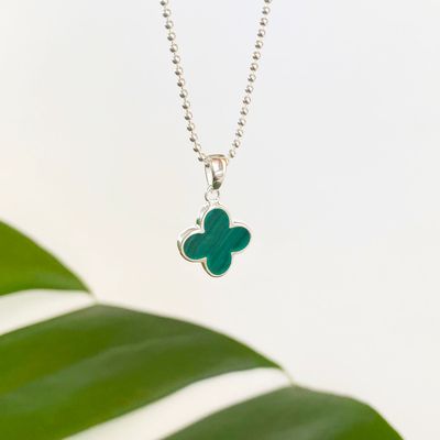 Grünes Kleeblatt Kette aus 925 Silber