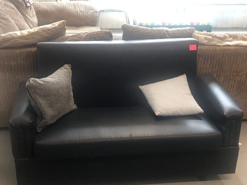 Black Leather 2 Seater Couch