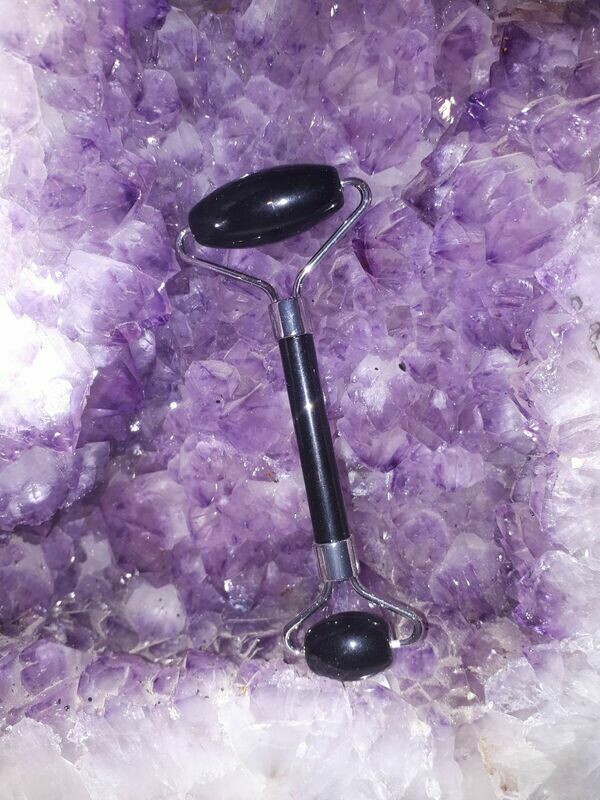 Edelstein-Massageroller schwarzer Obsidian Edelstein-Massageroller schwarzer Obsidian