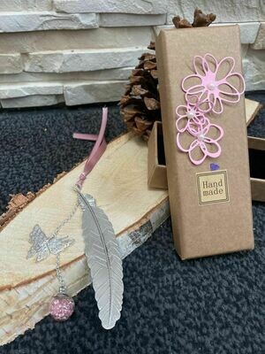 Lesezeichen mit Schmetterling und Glitterkugel inkl. Geschenkebox in silber oder gold (ohne Holzdeko)