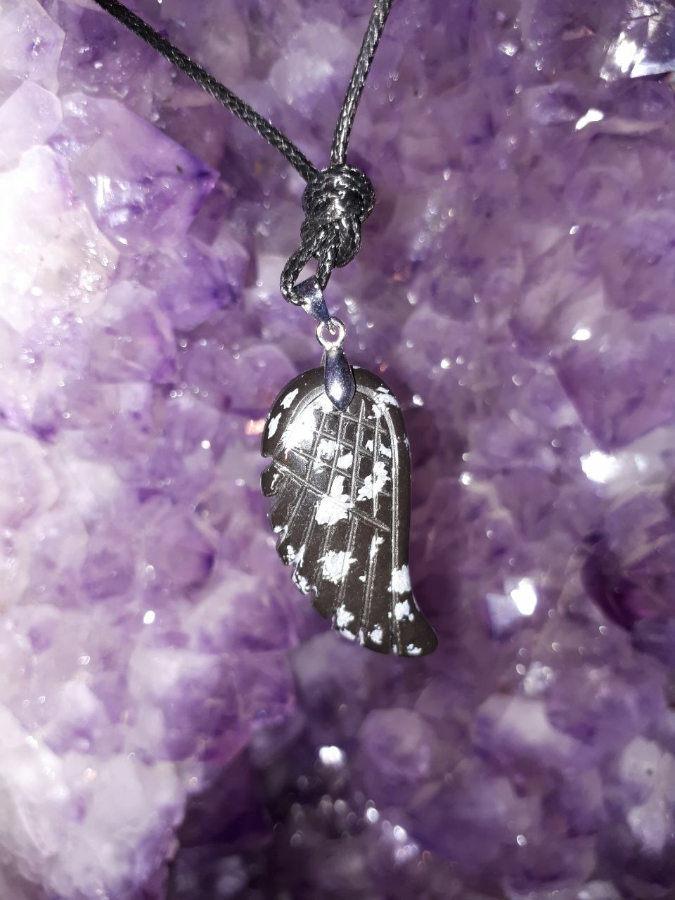 Engelflügel Schneeflocken-Obsidian als Anhänger