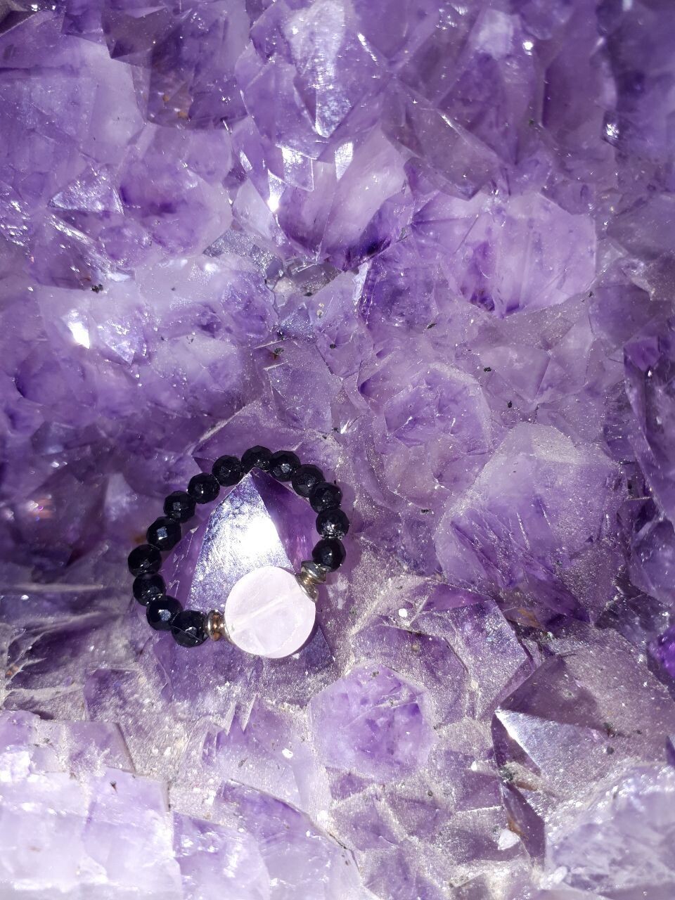 Onyx-Rosenquarz Ring