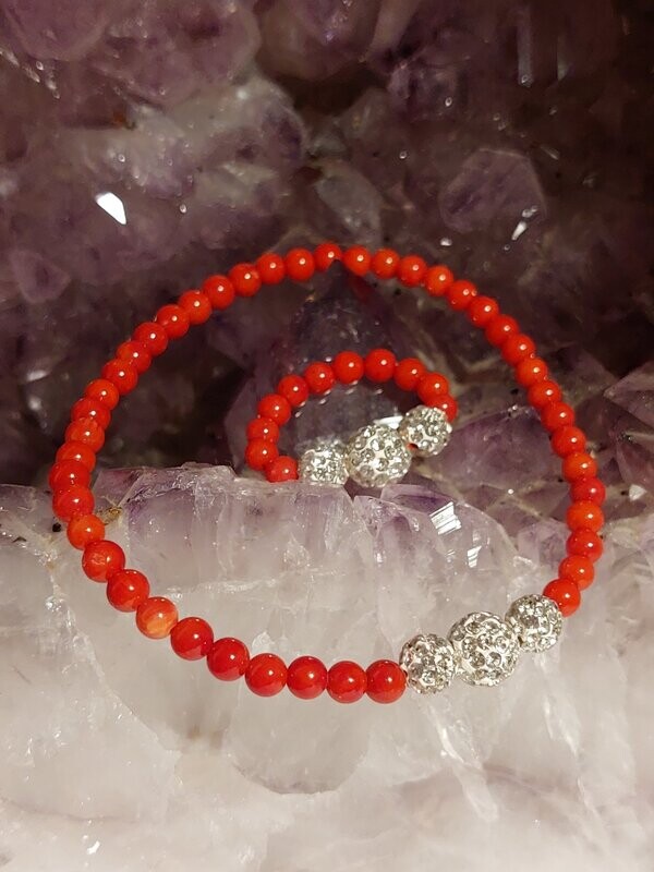 Koralle Schmuckset (Armband und Ring)