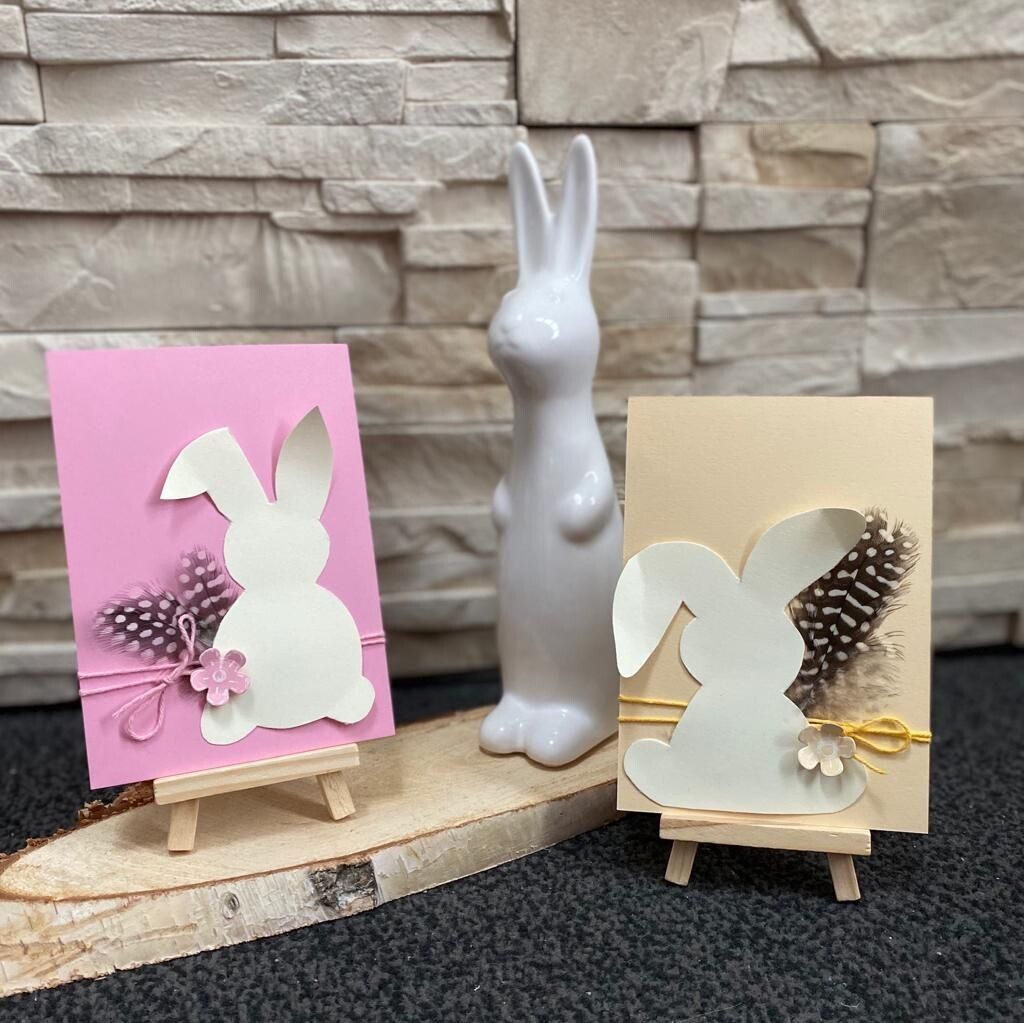 Designer-Karten A6 zu Ostern in verschiedenen Farben (ohne Keramikhase)