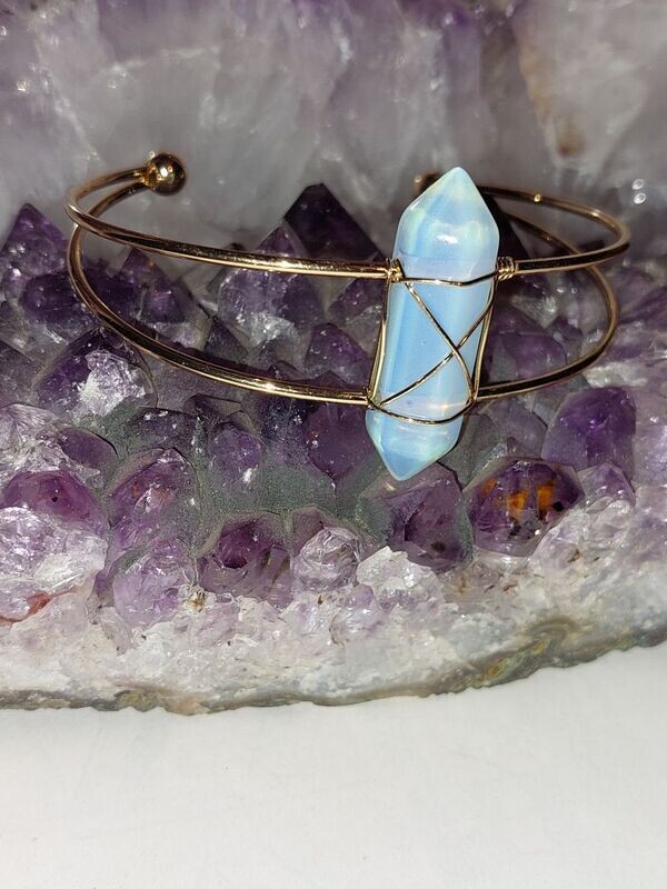 Opal Doppelender Armreif vergoldet
