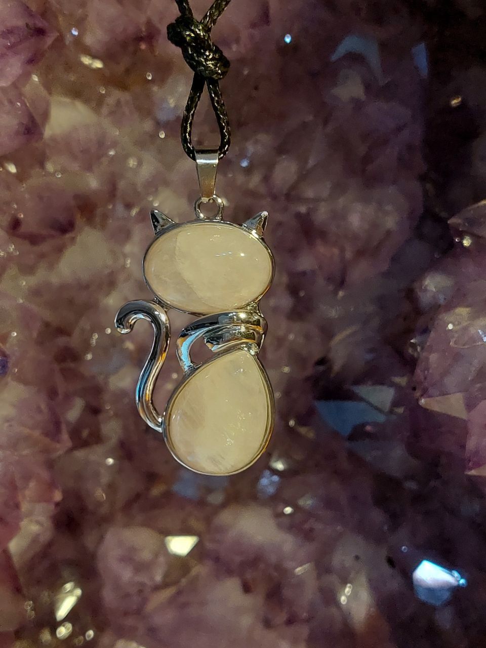 Rosenquarz Katze als Anhänger A-Qualität