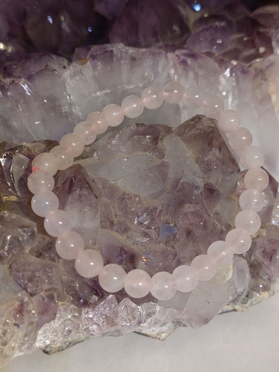 Rosenquarz Armband (polierte Kugeln)