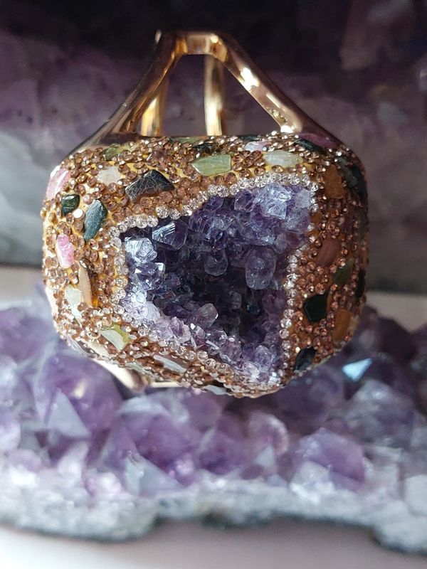 Amethyst Armreif vergoldet
