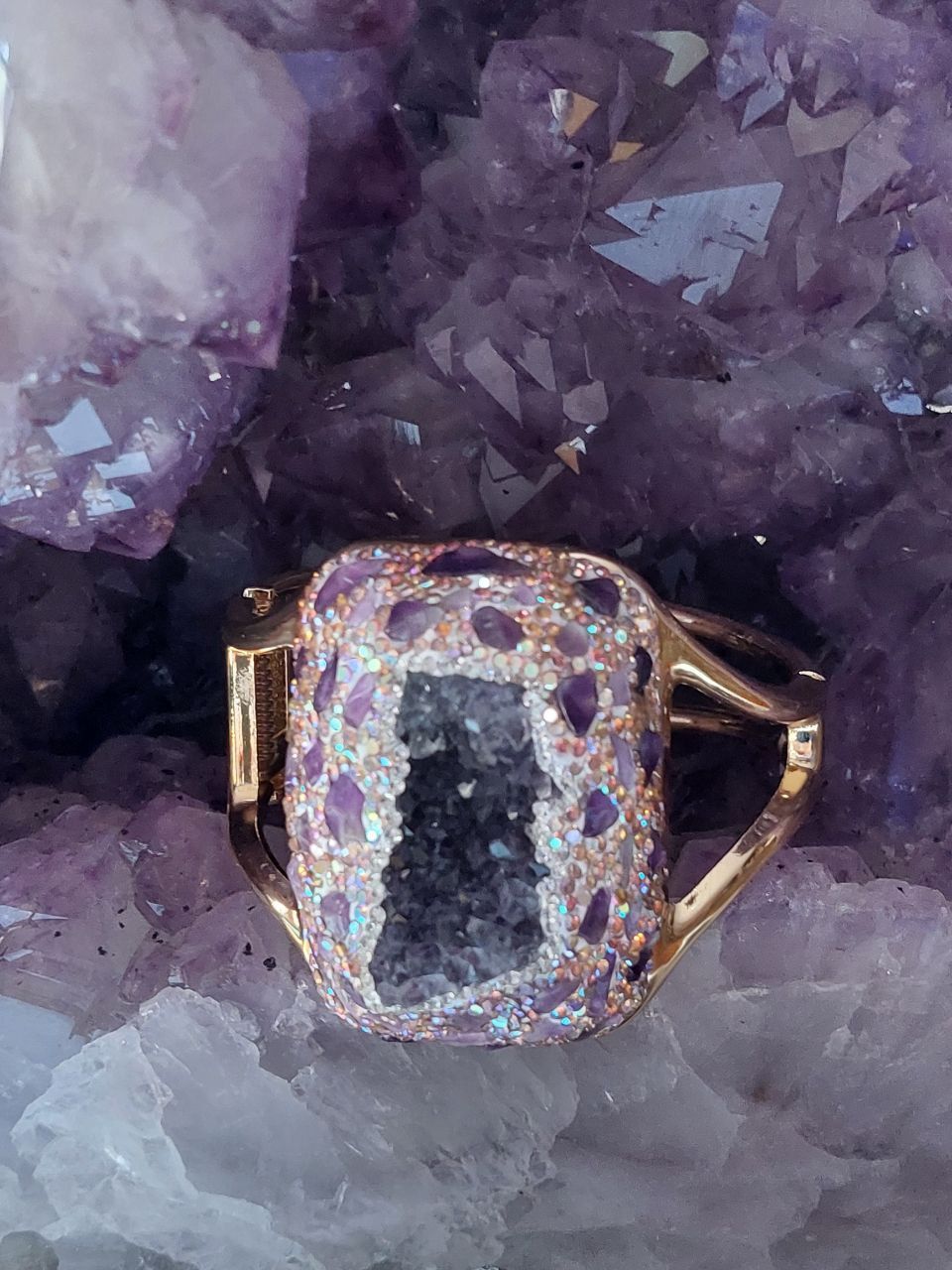Amethyst Armreif vergoldet