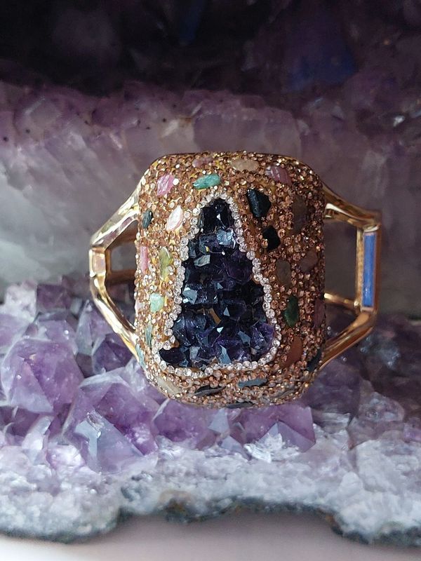 Amethyst Armreif vergoldet