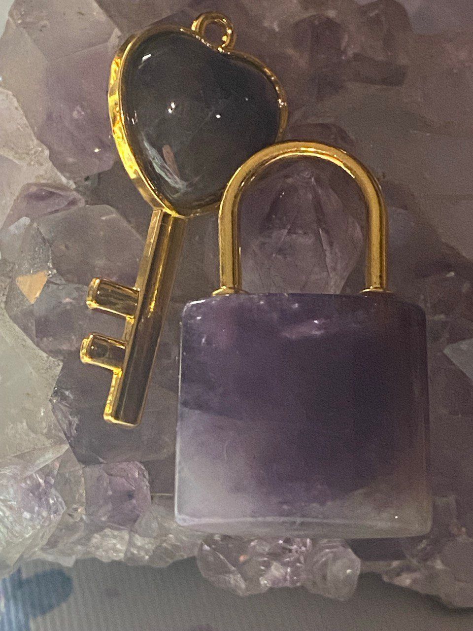 Amethyst Schloss & Schlüssel als Anhänger