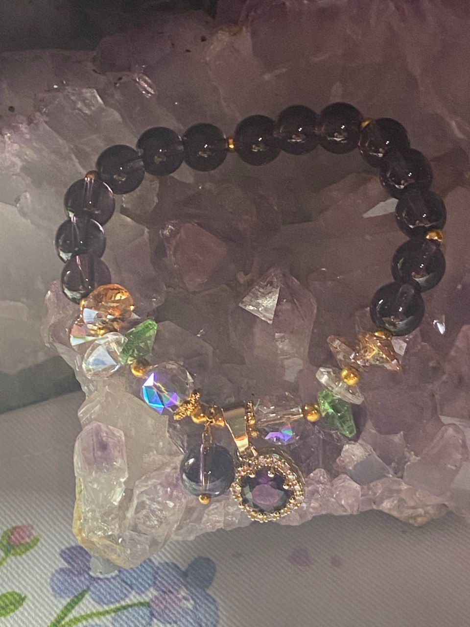 Amethyst Kugel-Armband mit verschiedenen Zirkonia