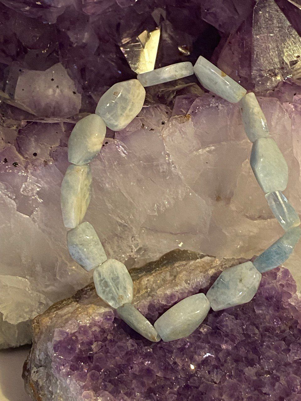 Aquamarin Armband (polierte Linsen)