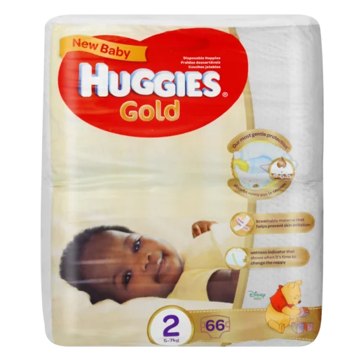Huggies Gold New Baby Size 2 66 Nappies