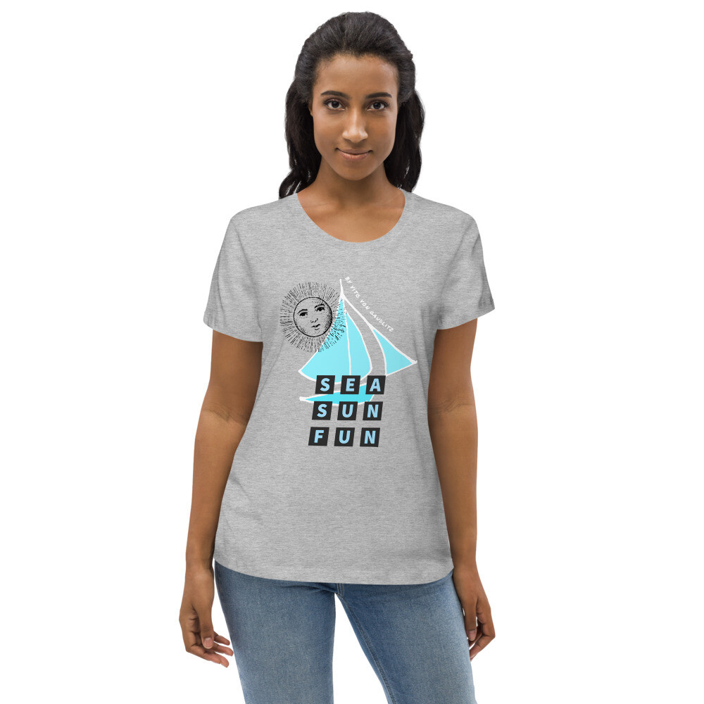 SEA SUN FUN – Enganliegendes Organic-T-Shirt  | Grau | für Damen, Größe: S