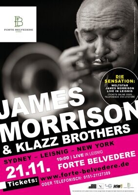 James Morrison + Klazz Brothers | Sydney – Leisnig – New York | Ticket für Konzert im Forte Belvedere Leisnig am 21.11.2022 um 19 Uhr James Morrison + Klazz Brothers | Sydney – Leisnig – New York | Ticket für Konzert im Forte Belvedere Leisnig am 21.11.2022 um 19 Uhr