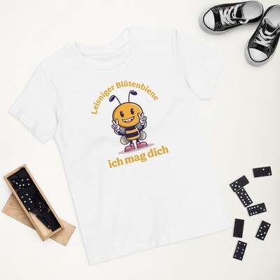 T-Shirt für Kinder aus Bio-Baumwolle, Weiß | Motiv Leisniger Blütenbiene T-Shirt für Kinder aus Bio-Baumwolle, Weiß | Motiv Leisniger Blütenbiene