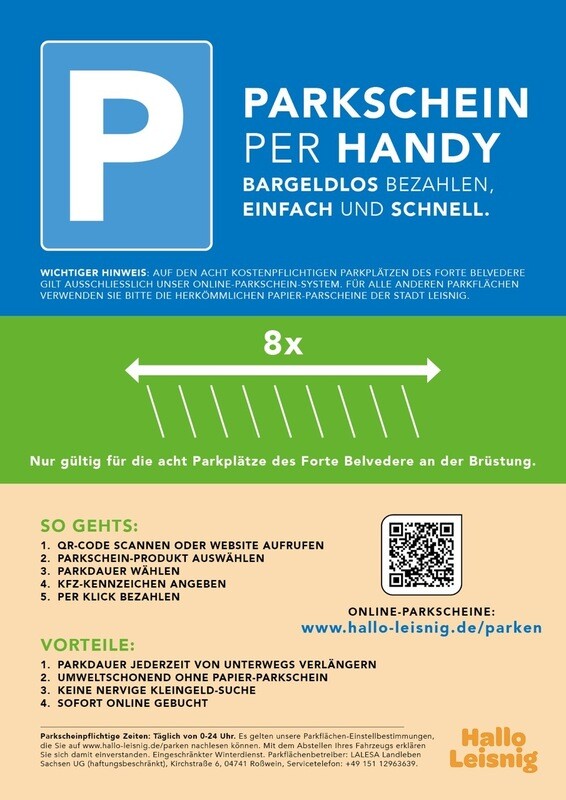 ​Online-Parkschein Parkplatz Forte Belvedere Leisnig