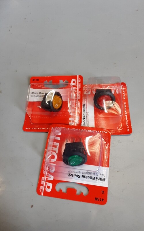 MINI ROCKER LED 3 PIN ROUND SWITCH 411R 3 COLOURS TO CHOOSE FROM