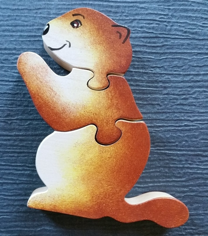 Puzzle marmotte - Puzzle en bois peint - Puzzle artisanal en bois