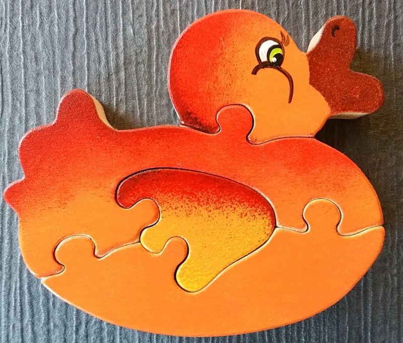 Puzzle canard  - Puzzle artisanal en bois - Puzzle bois peint