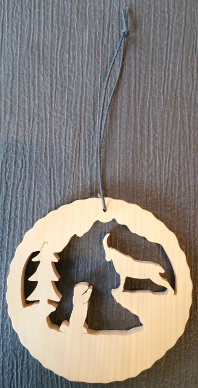 Décoration en bois à suspendre - Médaillon Marmotte Bouquetin
