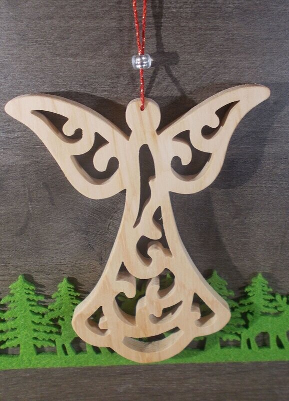 Ange en bois à suspendre -  décoration Noel bois