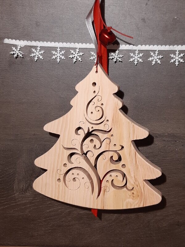 Déco Sapin  volute  -  Déco bois Noel