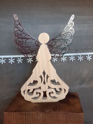Ange aux ailes métal - Déco Noël en bois