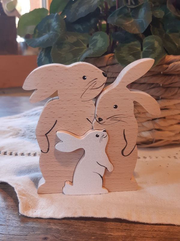 Puzzle Famille - Puzzle Lapin - Puzzle en bois - puzzle artisanal - deco bois