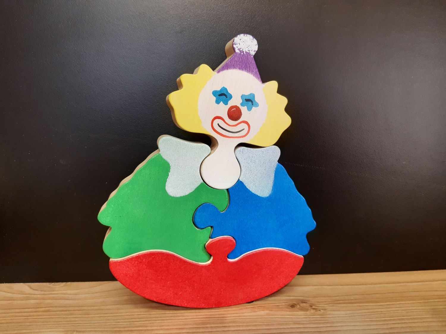Puzzle clown - Puzzle bois peint - Puzzle artisanal en bois Puzzle clown - Puzzle bois peint - Puzzle artisanal en bois